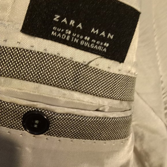 Zara Man Men's Notch Lapel 2 Button Single Breasted Blazer Jacket Size 46 Gray - Picture 6 of 6